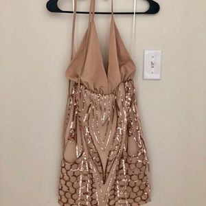 Hello Molly Rose Gold Halter Dress